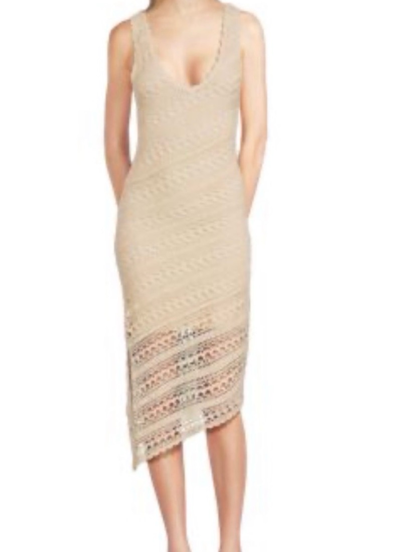 Central Park West Cream Crochet Knit Dress